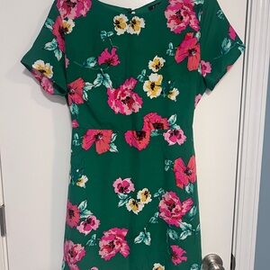 Floral Green Dress with Pink and Yellow Accents